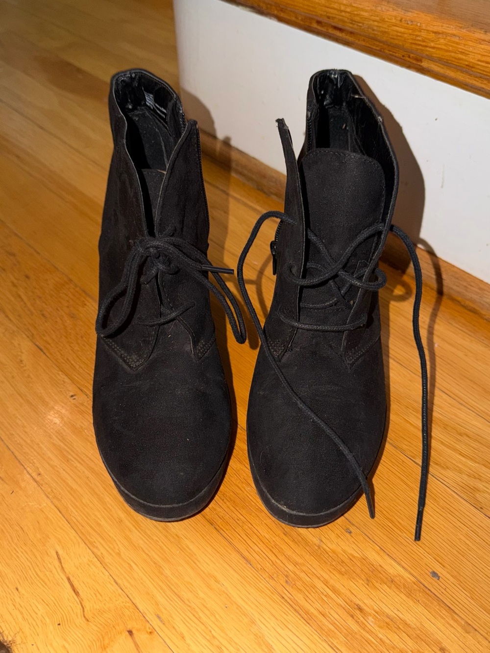 Women's Black Lace-Up Ankle Boots